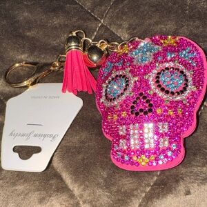 Sparkling Sugar Skull Keychain